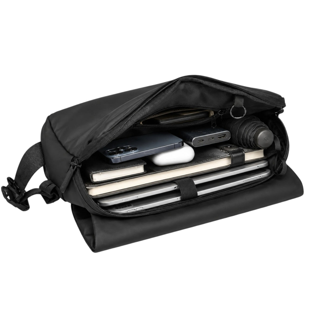Sac bandoulière noir Univers Sac en tissu Oxford imperméable avec compartiments organisés pour tablette et accessoires