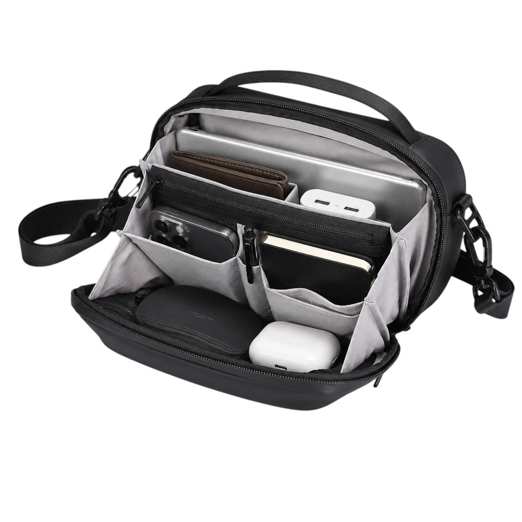 Sac bandoulière noir Univers Sac Mark Ryden avec compartiments organisés pour accessoires, téléphone et tablette