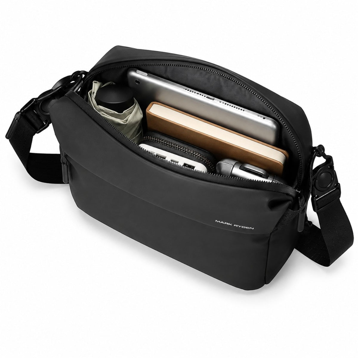 Sac bandoulière noir Univers Sac Mark Ryden en tissu Oxford imperméable avec compartiments organisés pour tablette