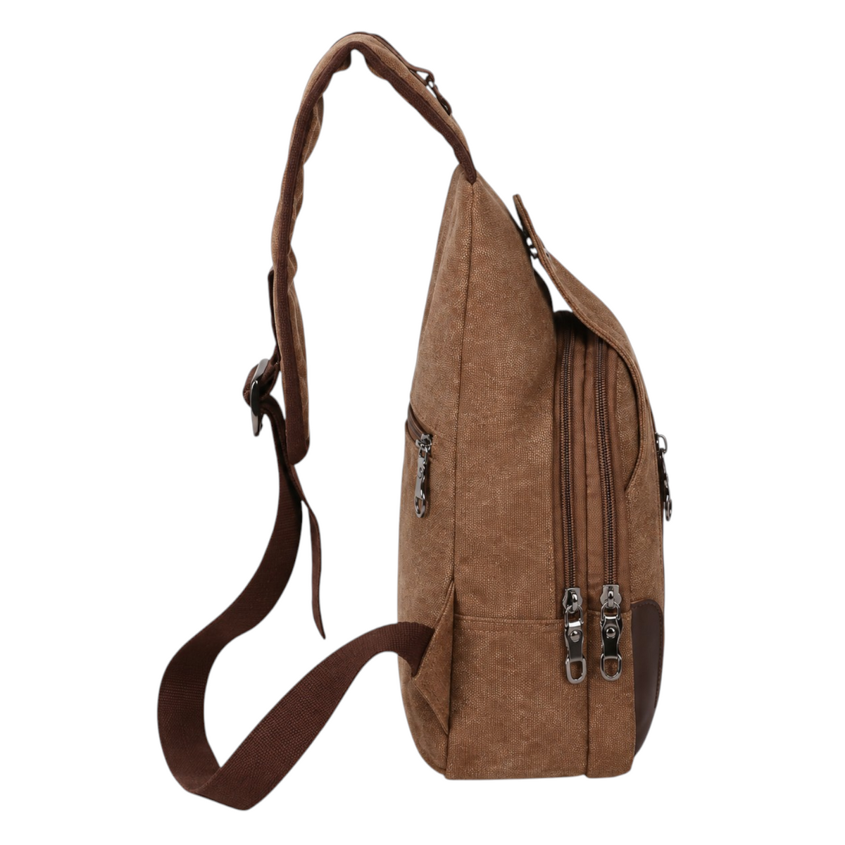 Sac bandoulière Univers Sac en toile marron style décontracté avec fermetures éclair et poches multiples