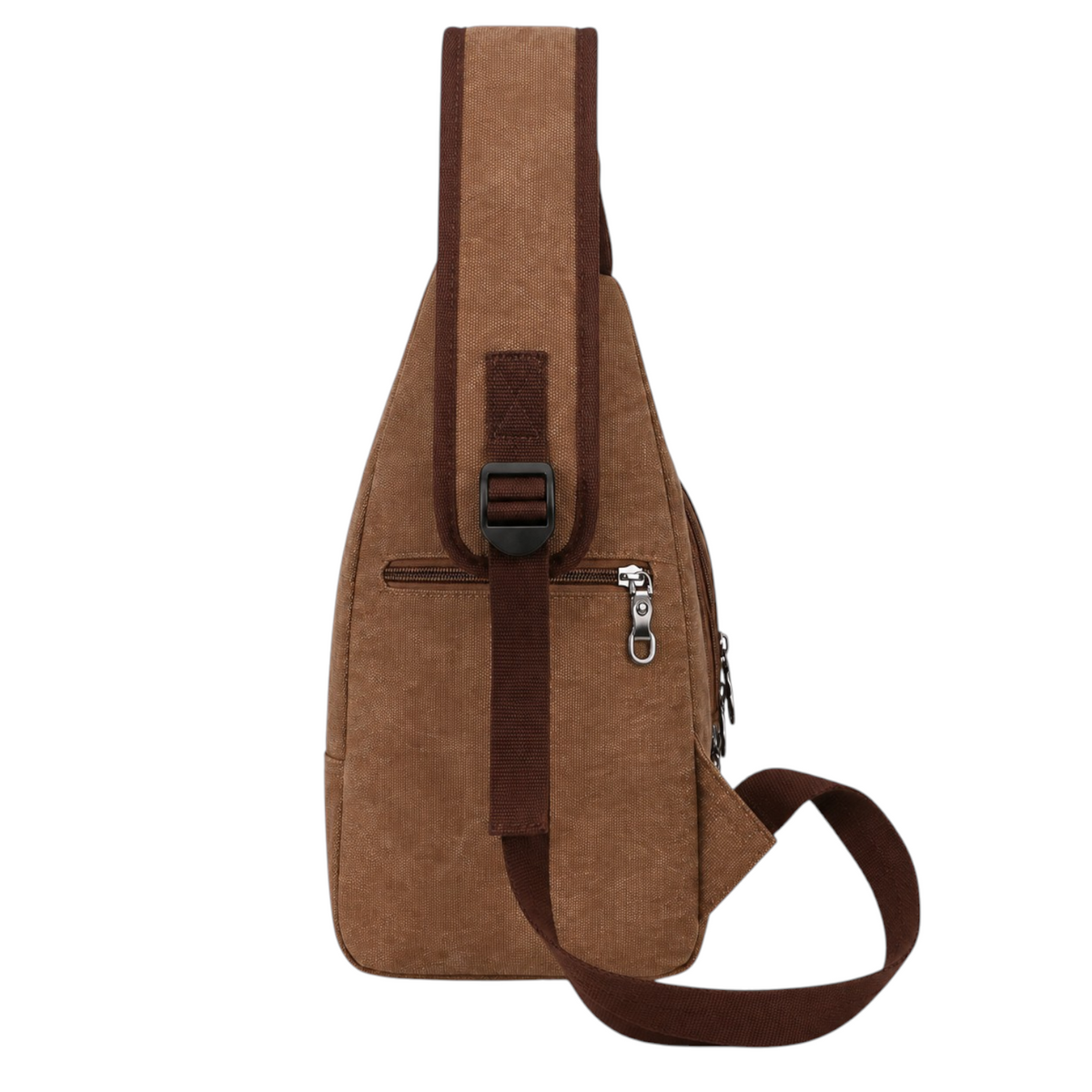 Sac bandoulière Univers Sac en toile marron avec fermeture éclair et sangle réglable, style décontracté