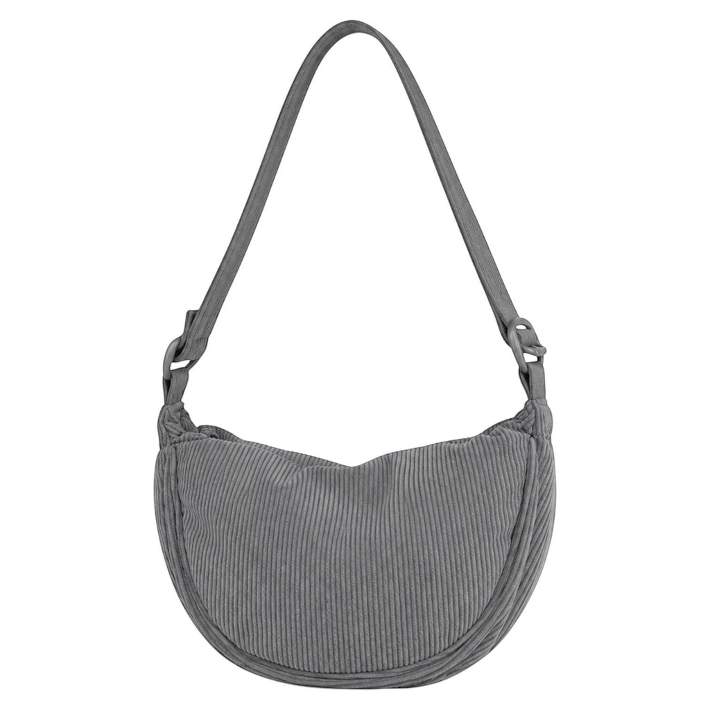 Sac bandoulière Univers Sac en velours côtelé gris avec fermeture éclair et poche intérieure. Style décontracté.