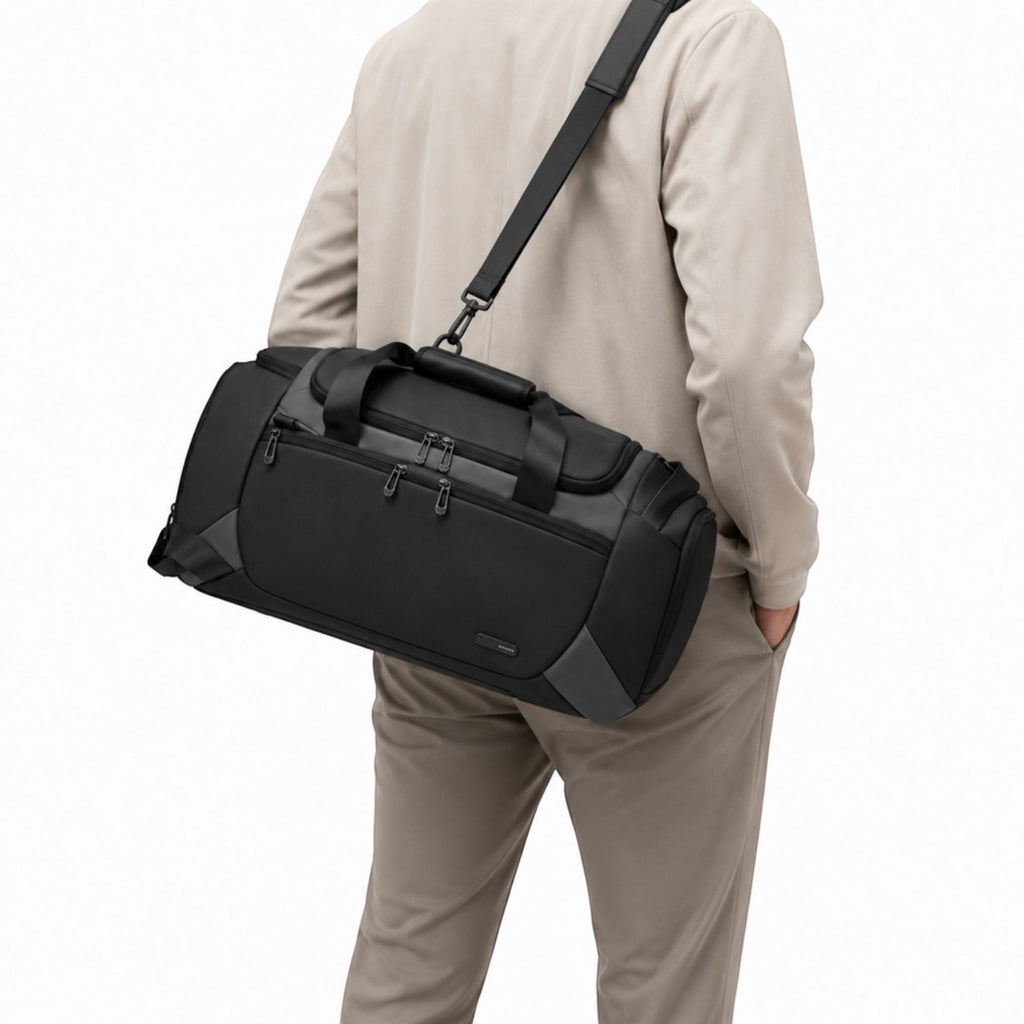 Sac de sport Univers Sac noir en tissu Oxford imperméable avec bandoulière, idéal pour le fitness et les voyages.