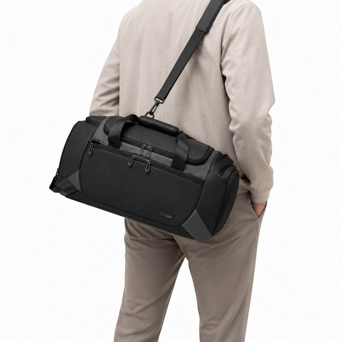 Sac de sport Univers Sac noir en tissu Oxford imperméable avec bandoulière, idéal pour le fitness et les voyages.