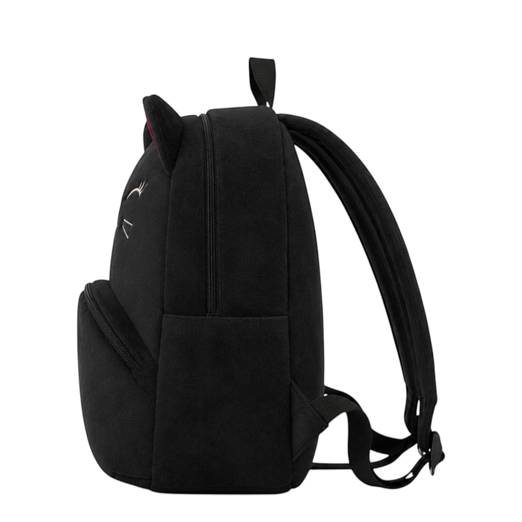 Sac à dos noir pour enfant Univers Sac en coton avec motif animal brodé et oreilles de chat mignonnes