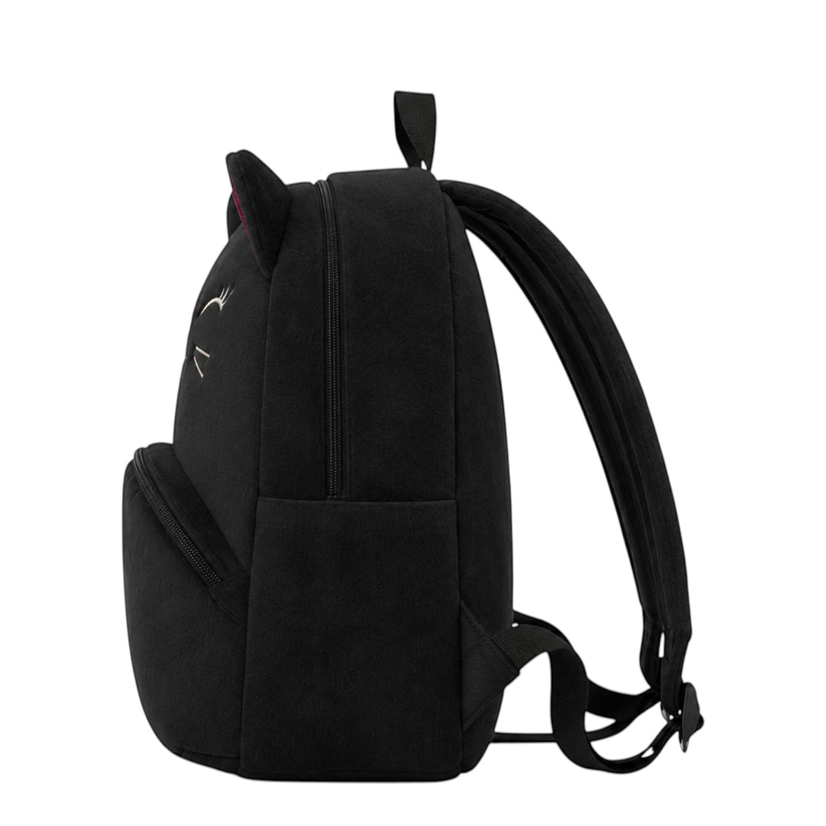 Sac à dos noir pour enfant Univers Sac en coton avec motif animal brodé et oreilles de chat mignonnes