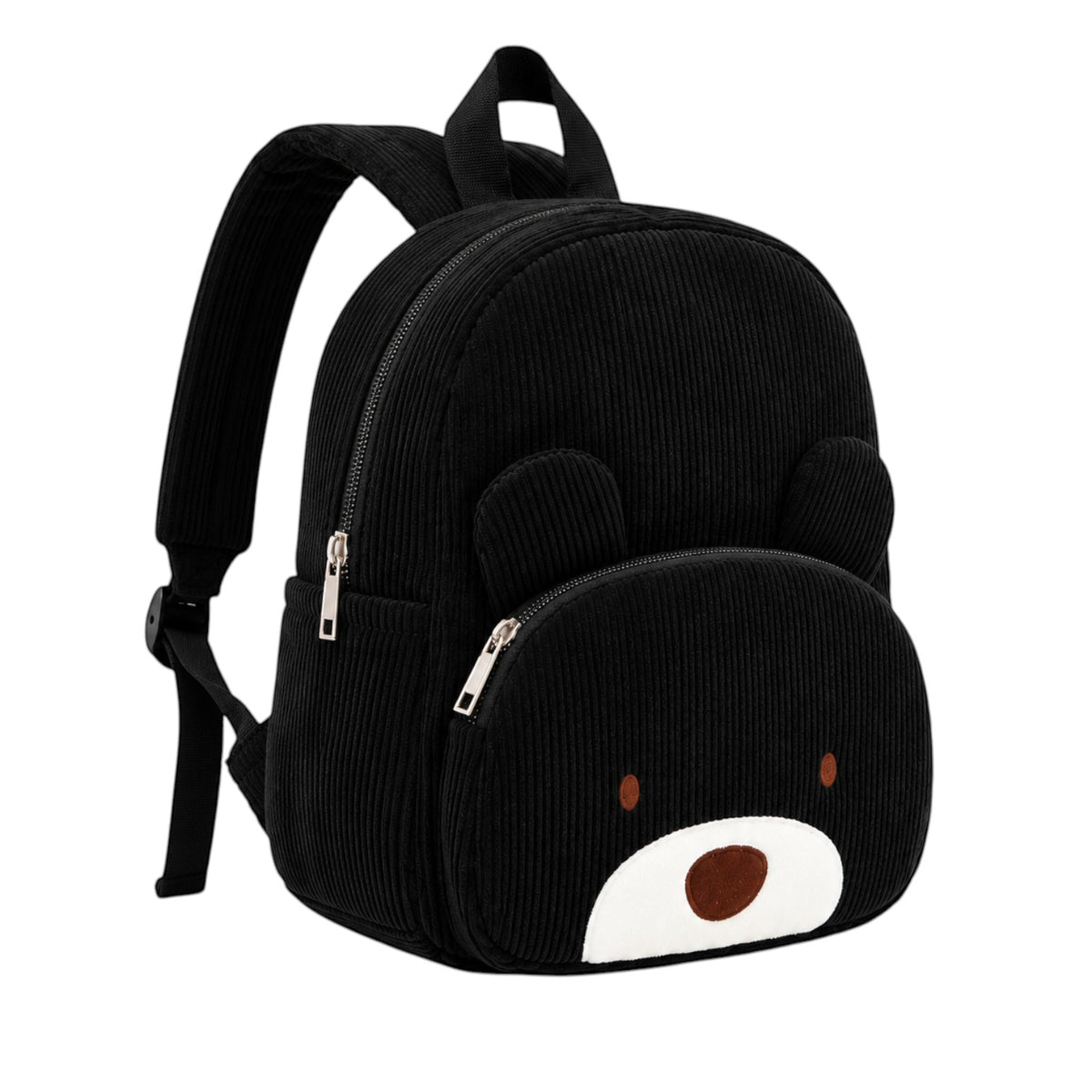 Sac à dos pour enfant Univers Sac en velours côtelé noir avec motif ours mignon et bretelles ajustables