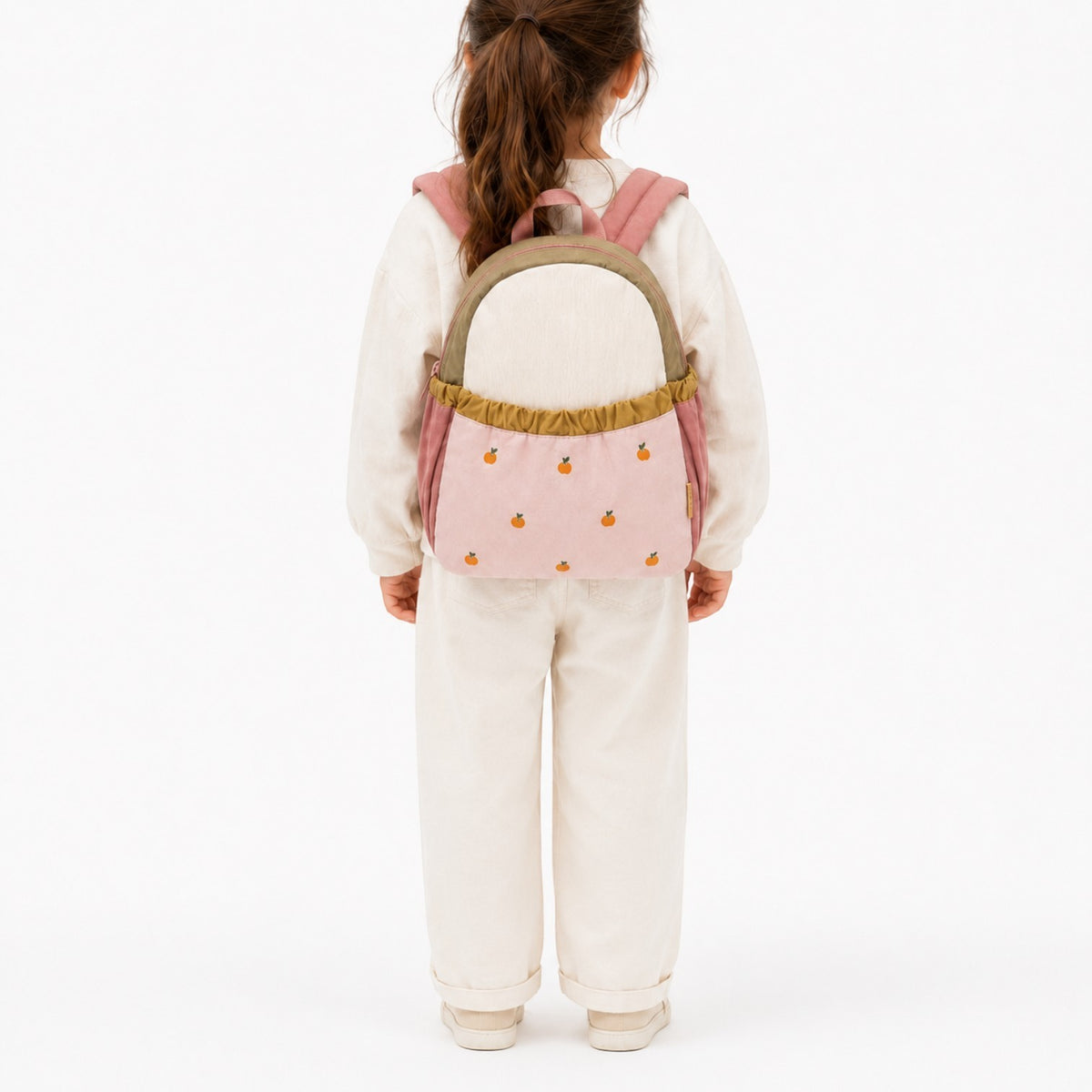Sac à dos enfant Univers Sac rose avec broderies pommes, léger et tendance pour la maternelle