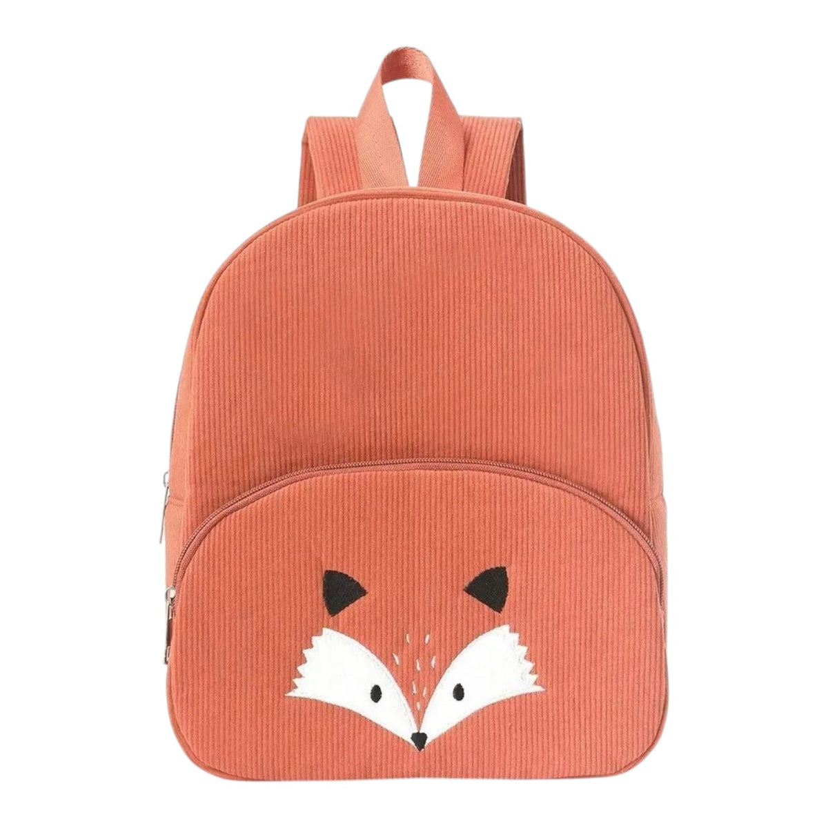 Sac à dos pour enfant Univers Sac en velours côtelé orange avec motif renard brodé et fermeture éclair