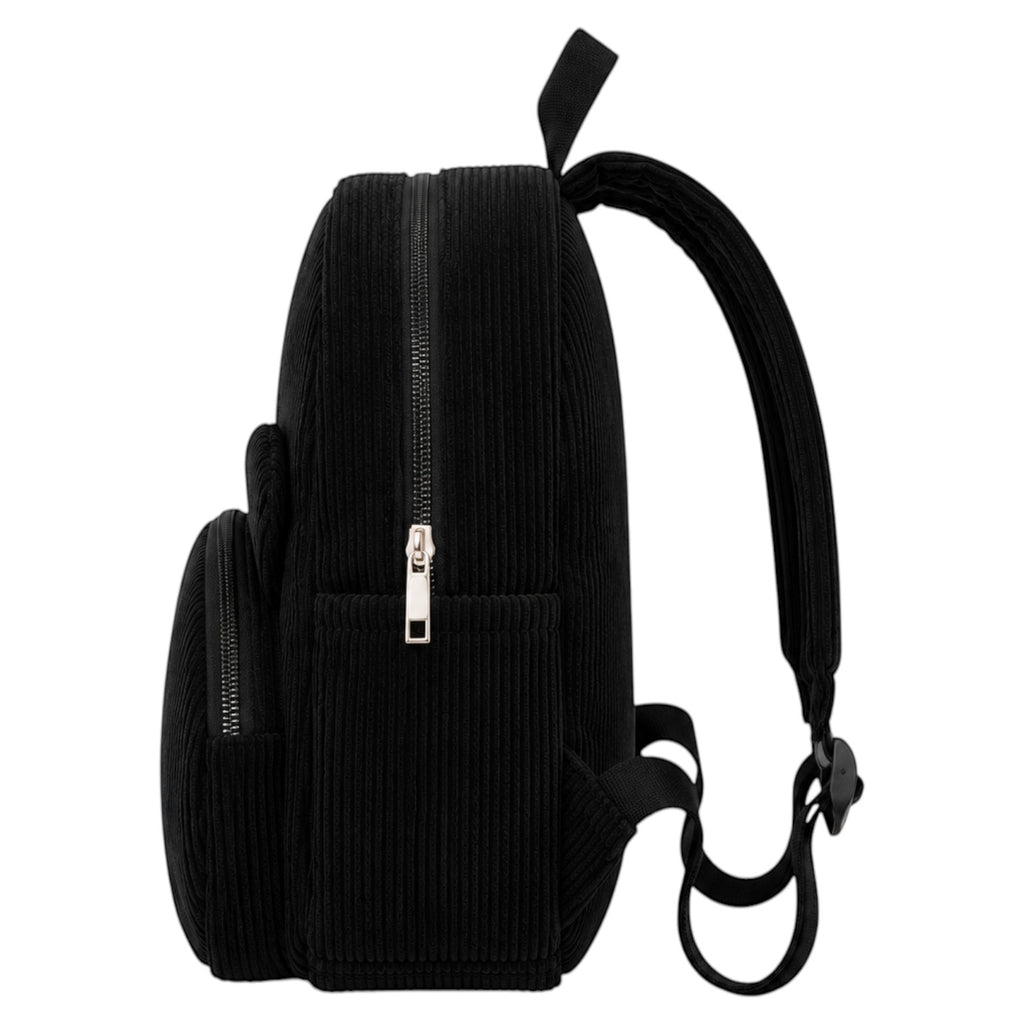 Sac à dos enfant Univers Sac en velours côtelé noir avec fermeture éclair, vue latérale