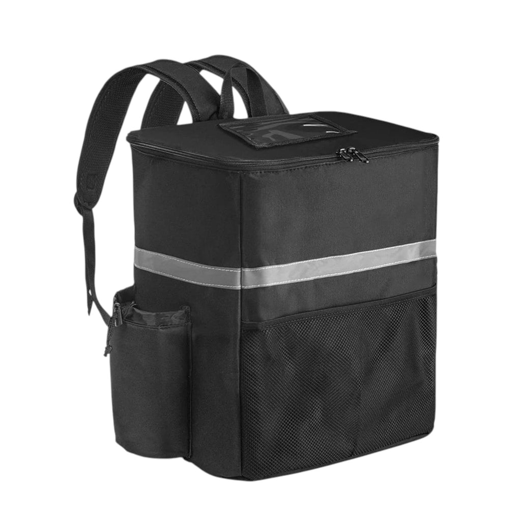 Sac à dos isotherme noir Univers Sac pour livraison de repas avec bandes réfléchissantes et poches latérales en filet