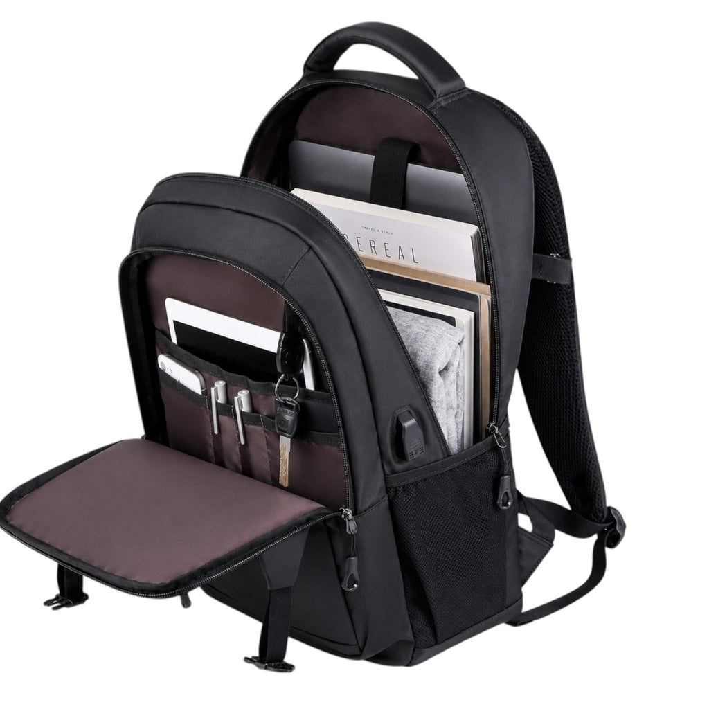 Sac à dos Univers Sac noir imperméable pour ordinateur portable avec compartiments de rangement et port casque