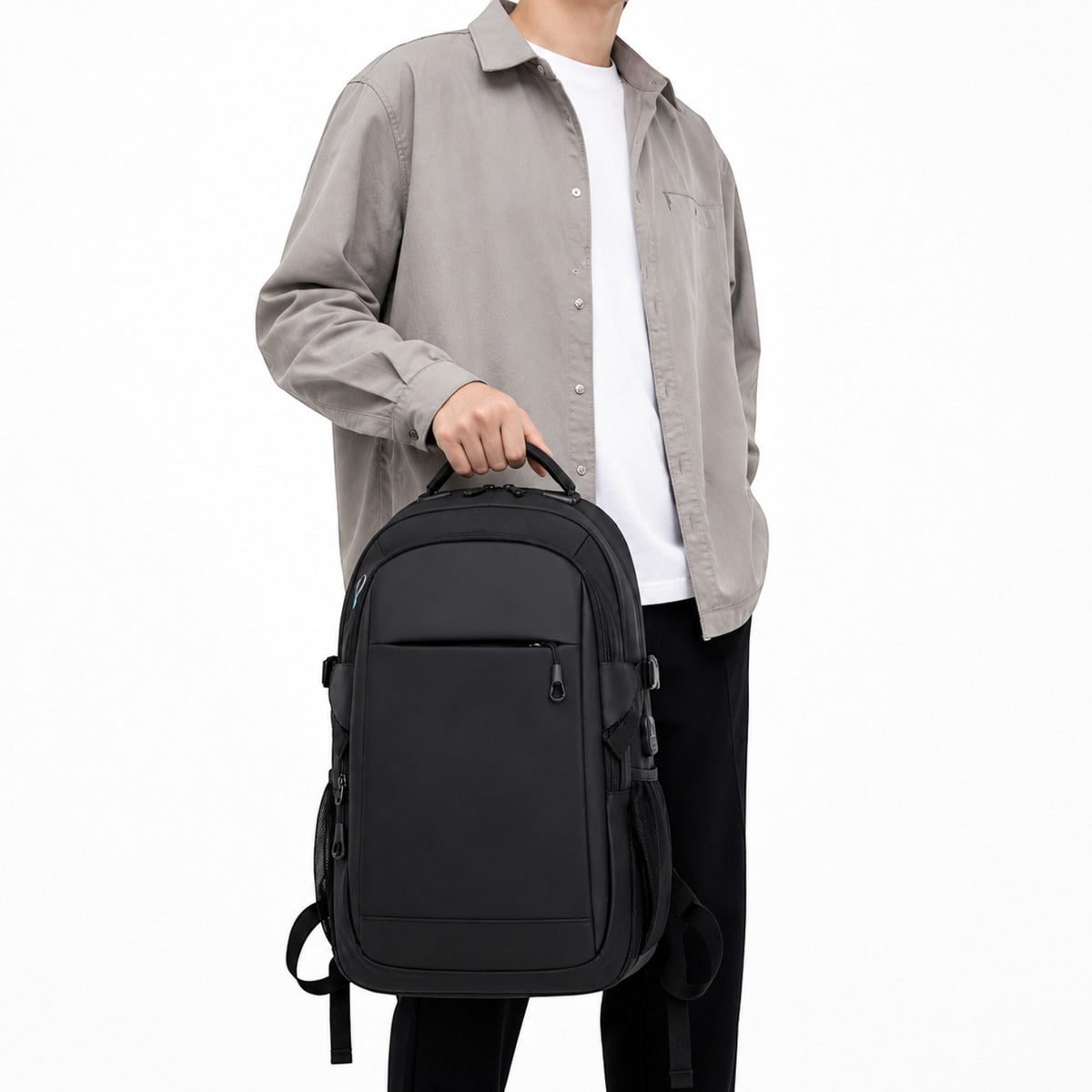 Sac à dos Univers Sac noir imperméable pour ordinateur portable avec port casque, design urbain unisexe