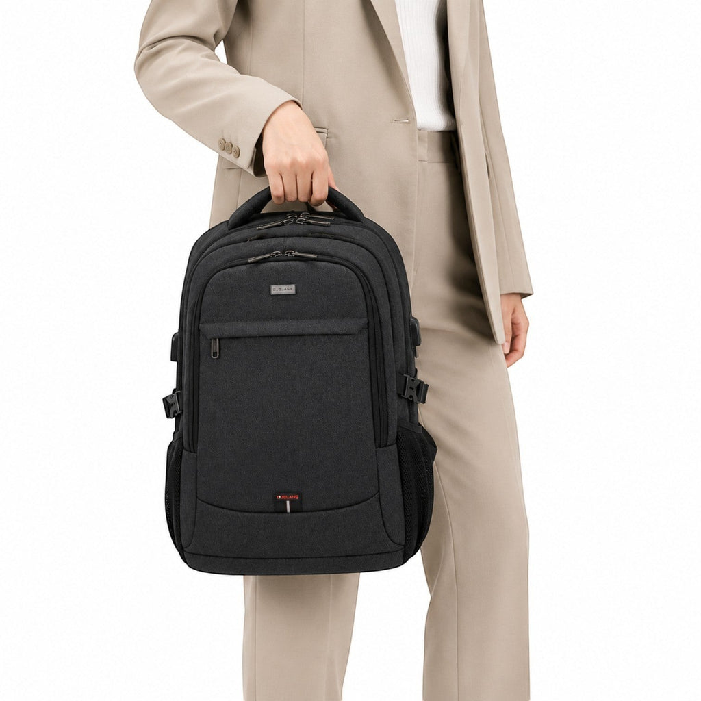 Univers Sac sac à dos noir en tissu Oxford pour ordinateur portable 17,3 pouces avec port USB et poches extérieures