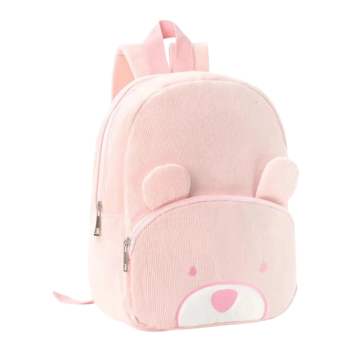 Sac à dos Univers Sac pour enfant en velours côtelé rose avec motif ours mignon et bretelles ajustables
