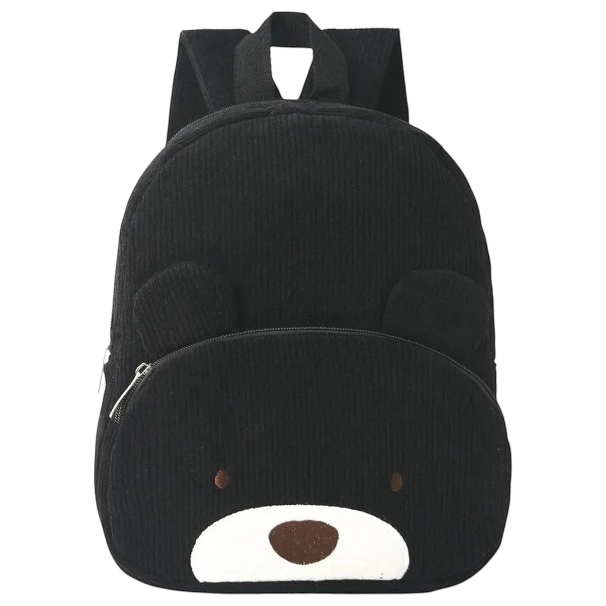 Sac à dos pour enfant Univers Sac en velours côtelé noir avec motif ours mignon et espace pour nom personnalisé