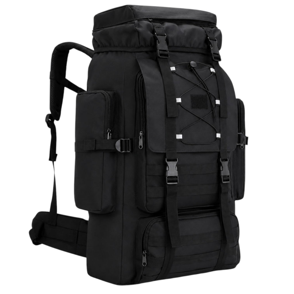 Sac à dos de randonnée noir 130L Univers Sac en nylon imperméable avec système Molle et bandes réfléchissantes