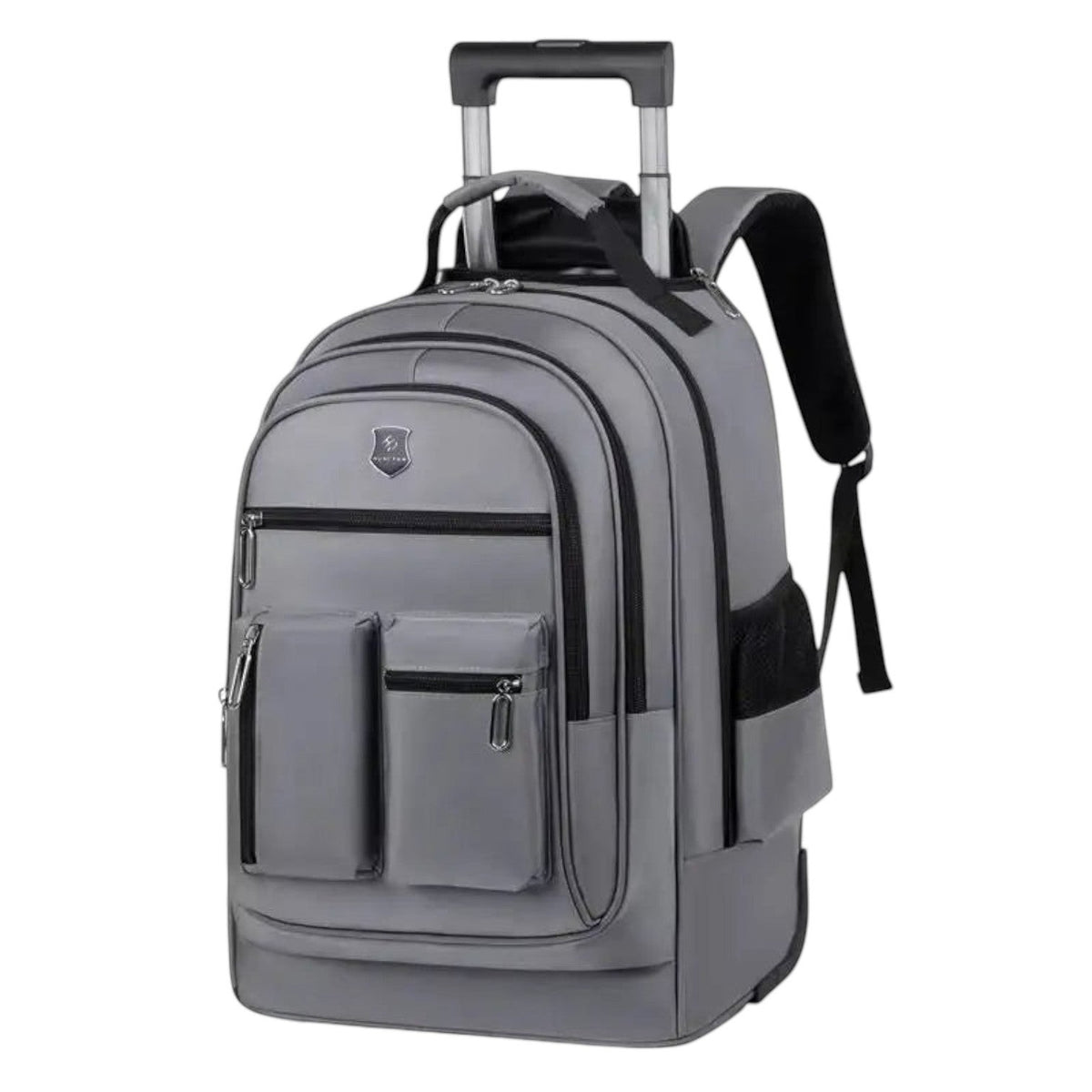 Sac à dos de voyage gris Univers Sac avec roulettes, poignée télescopique et multiples compartiments zippés