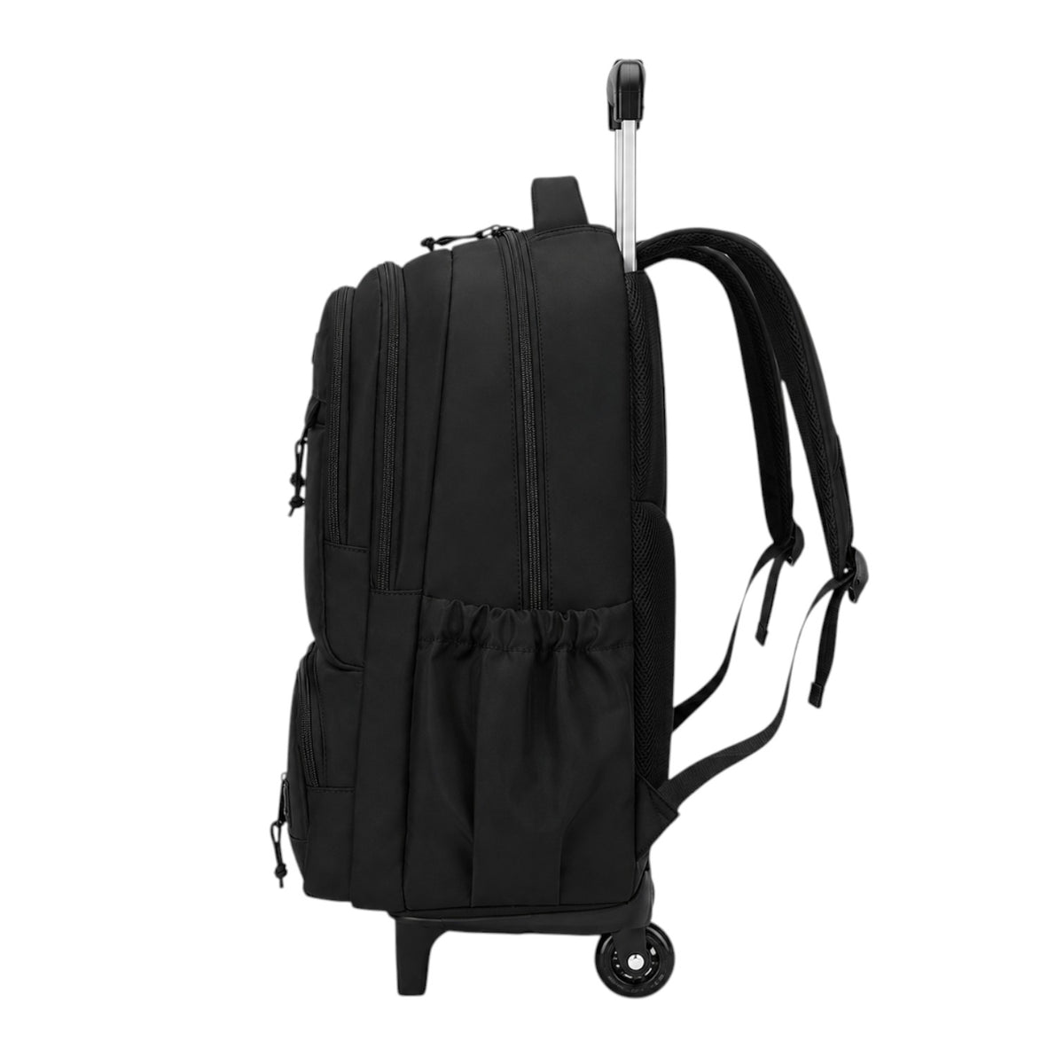 Sac à dos à roulettes Univers Sac noir en nylon avec poignée télescopique pour écoliers