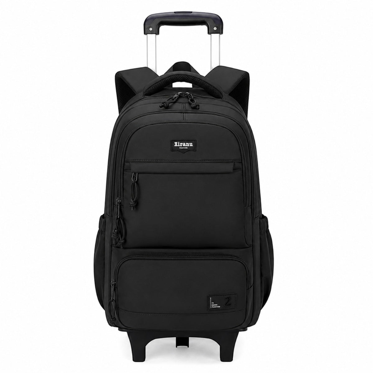 Sac à dos à roulettes noir Univers Sac en nylon durable avec poignée télescopique pour écoliers