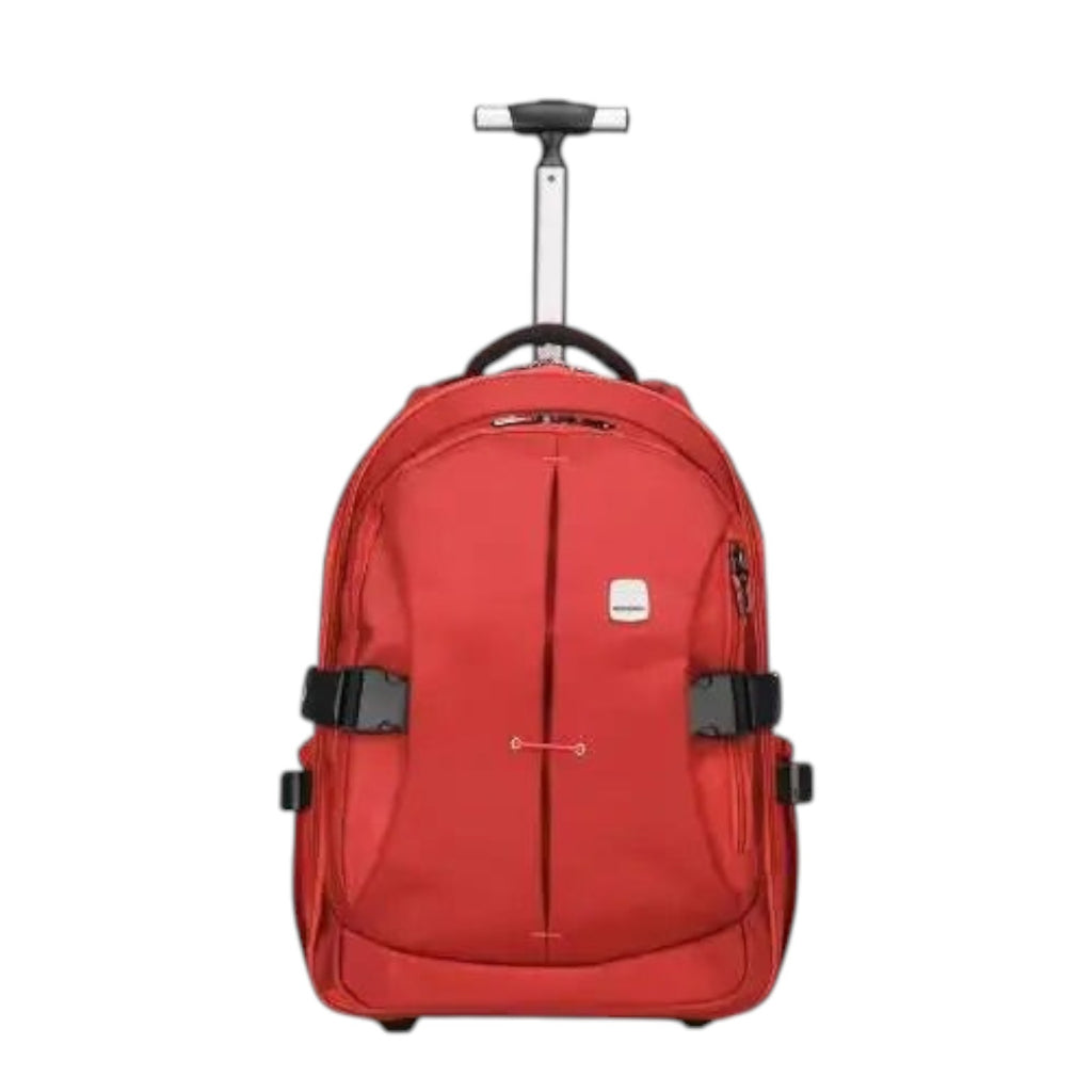 Sac à dos à roulettes rouge Univers Sac avec poignée télescopique, idéal pour les voyages et les déplacements pro.