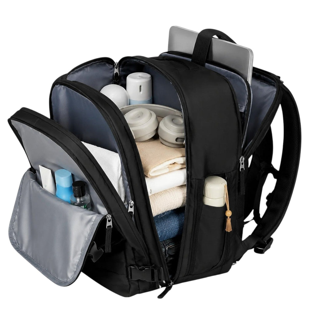 Sac à dos de voyage noir Univers Sac avec compartiment pour ordinateur portable et rangement optimisé pour vêtements