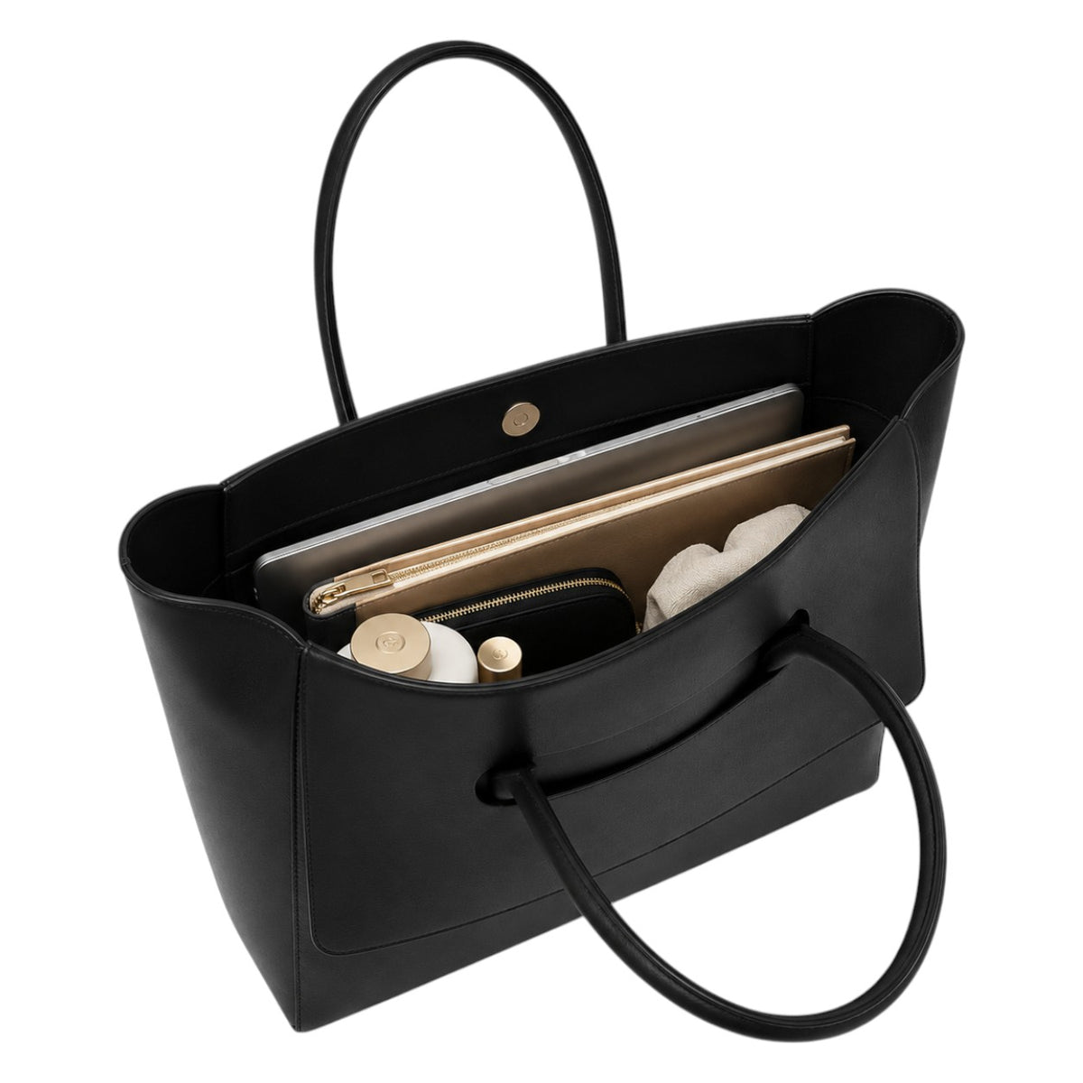 Sac fourre-tout noir en cuir PU souple Univers Sac, idéal pour le travail ou les sorties polyvalentes.