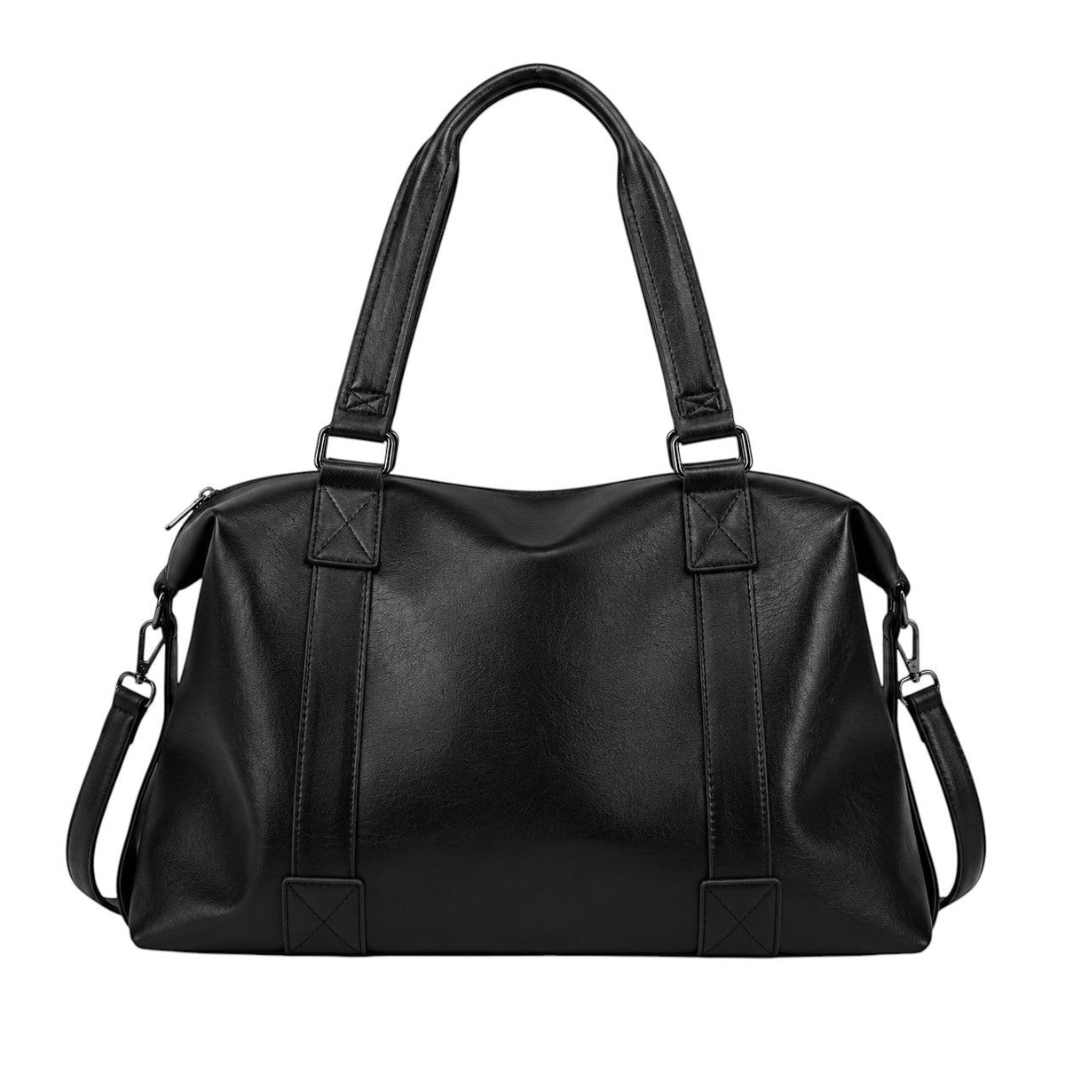 Sac fourre-tout noir en cuir synthétique souple Univers Sac avec fermeture éclair et deux anses. Idéal pour un usage quotidien.