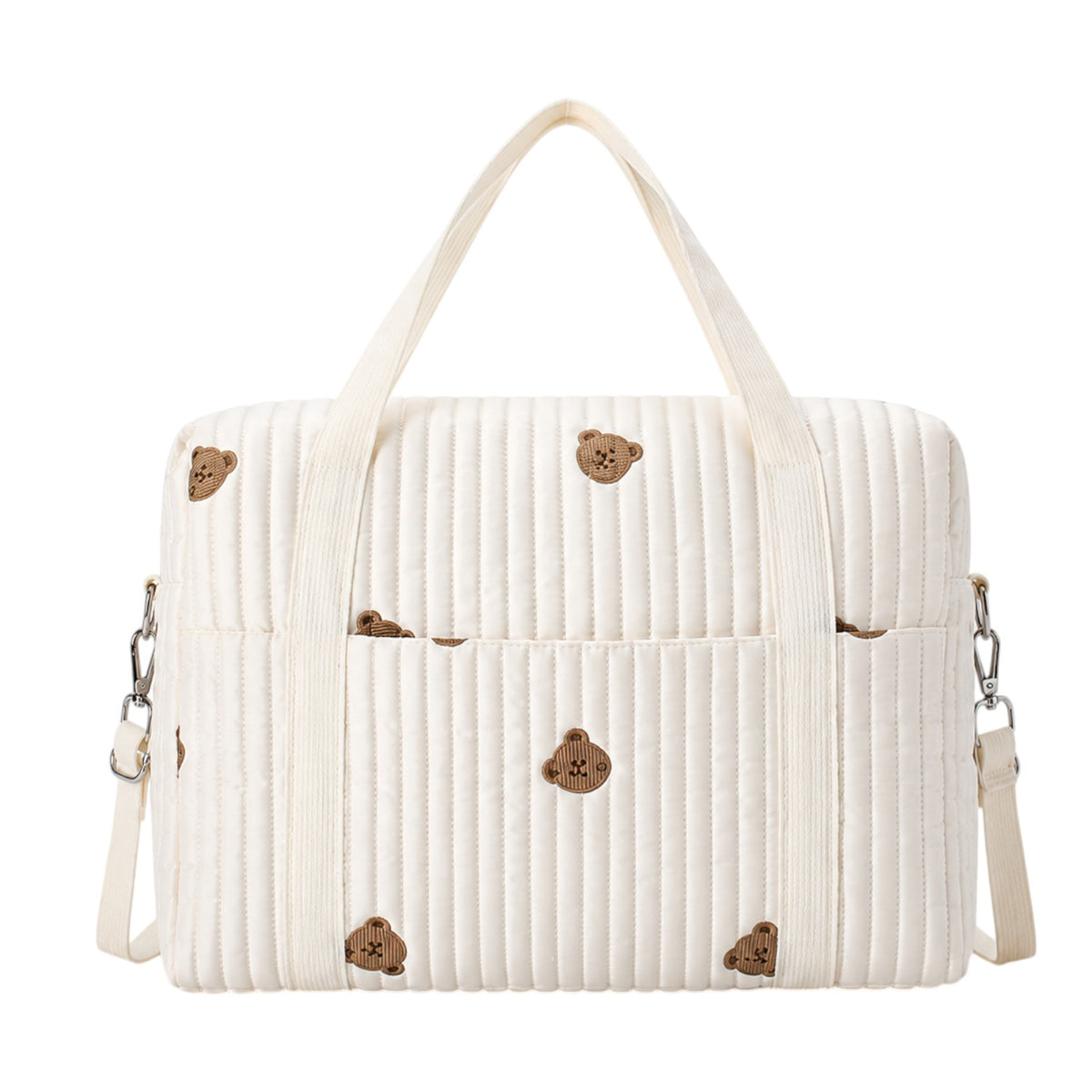 Sac à langer Univers Sac blanc matelassé avec broderies d'ours, style coréen, grand format pratique pour maman.