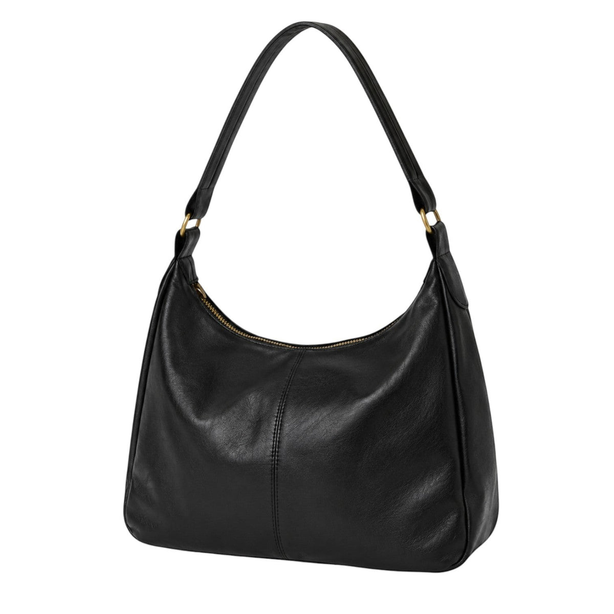 Sac à main bandoulière noir en cuir PU souple, fermeture éclair, par Univers Sac