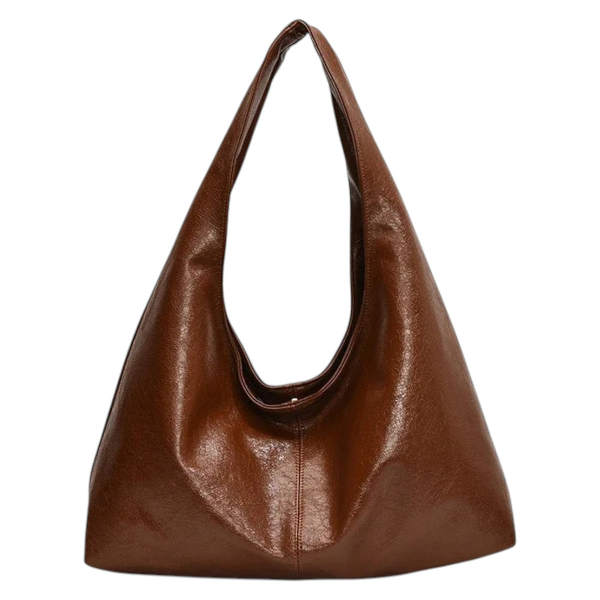 Sac à main bandoulière marron en cuir PU souple pour femme, style décontracté, fermeture à fermoir, par Univers Sac.