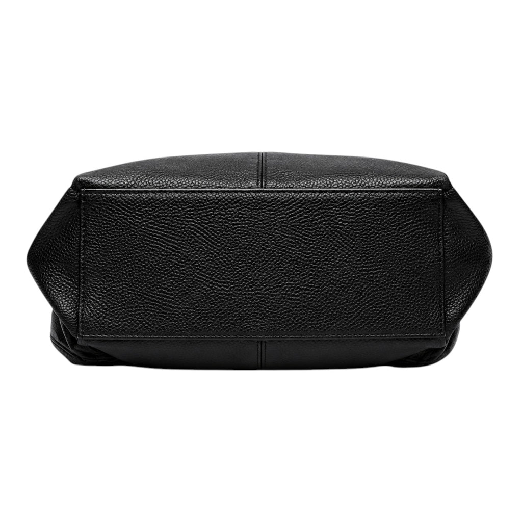Sac à main noir en cuir véritable ZENCY, style hobo souple avec doublure polyester et fermeture éclair.
