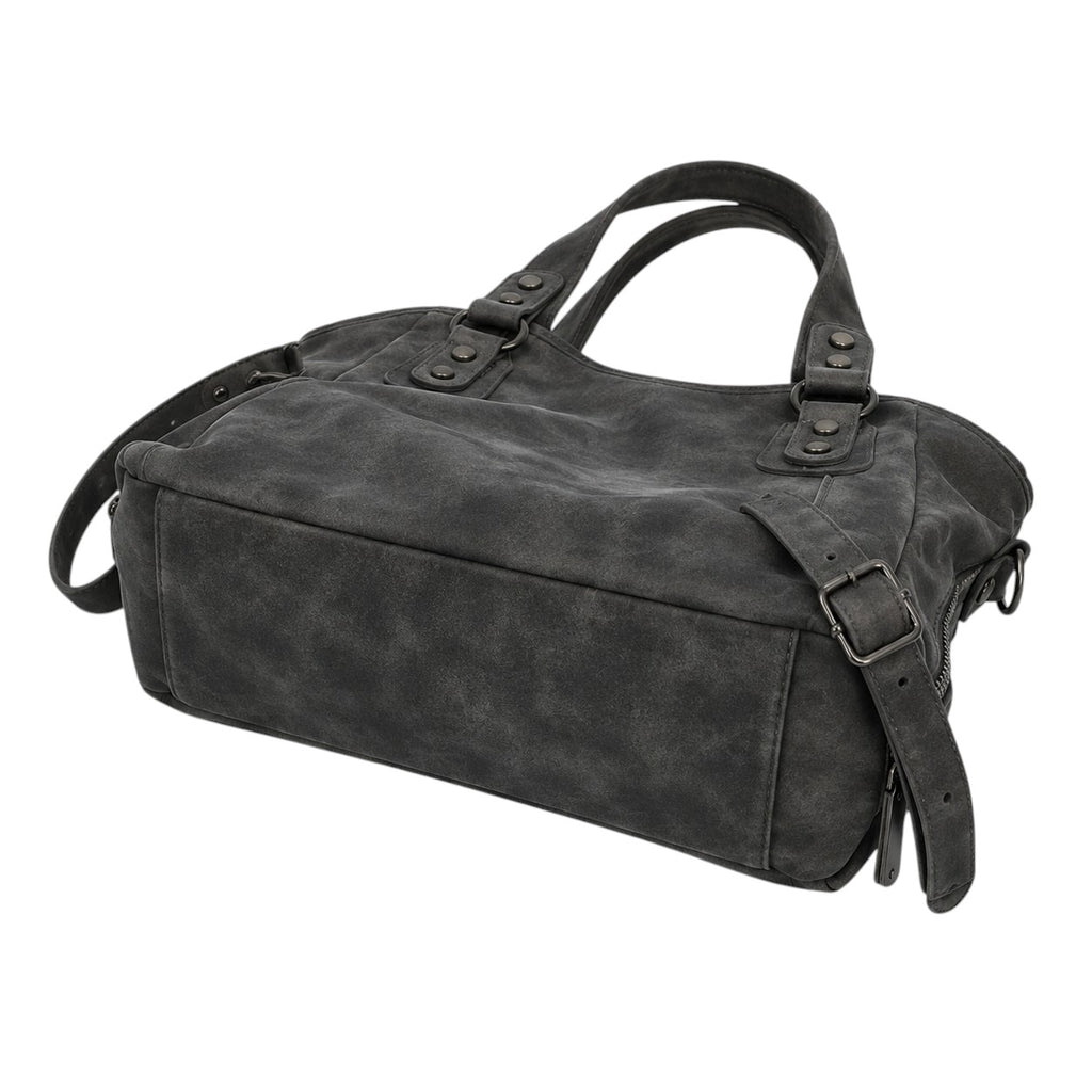 Sac à main Univers Sac en cuir PU noir, style vintage, avec détails rivets et pompons, idéal pour un usage polyvalent.