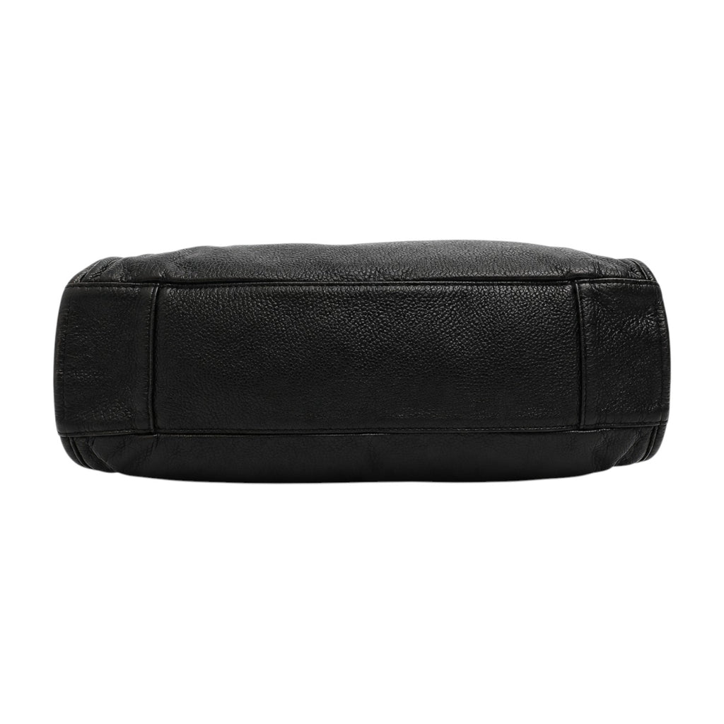 Sac à main rétro noir en cuir PU souple, avec fermeture éclair et poches extérieures, par Univers Sac.