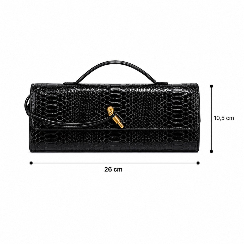Sac à main noir Univers Sac en cuir PU avec motif serpent, fermeture à glissière et fermoir, idéal pour un usage quotidien.