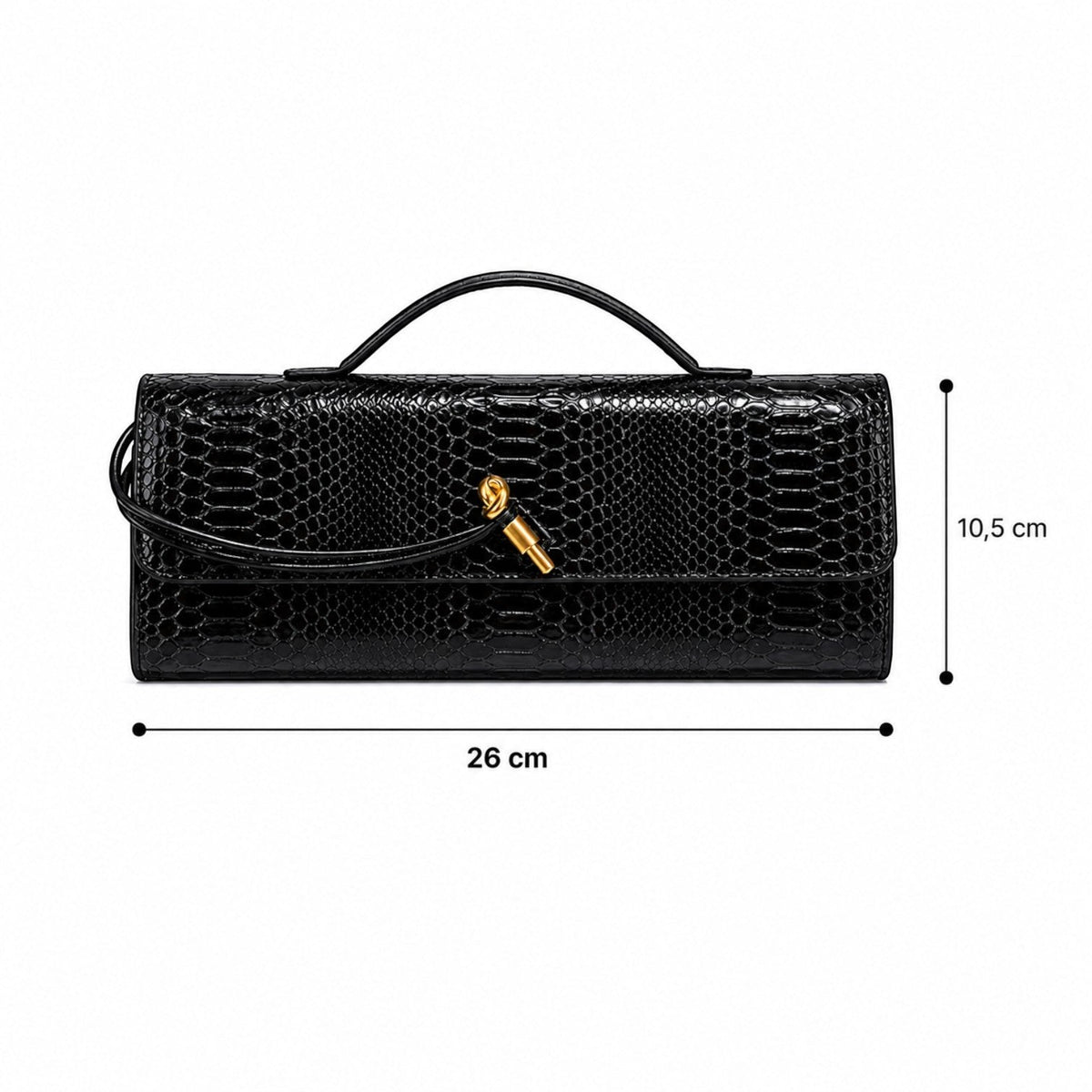 Sac à main noir Univers Sac en cuir PU avec motif serpent, fermeture à glissière et fermoir, idéal pour un usage quotidien.