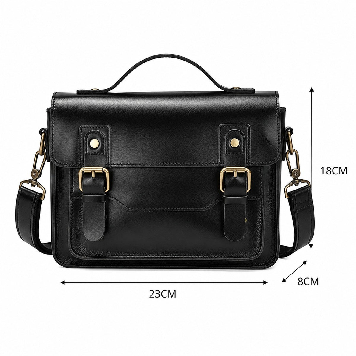 Sac messager Univers Sac pour homme en cuir véritable noir avec boucles vintage et bandoulière réglable