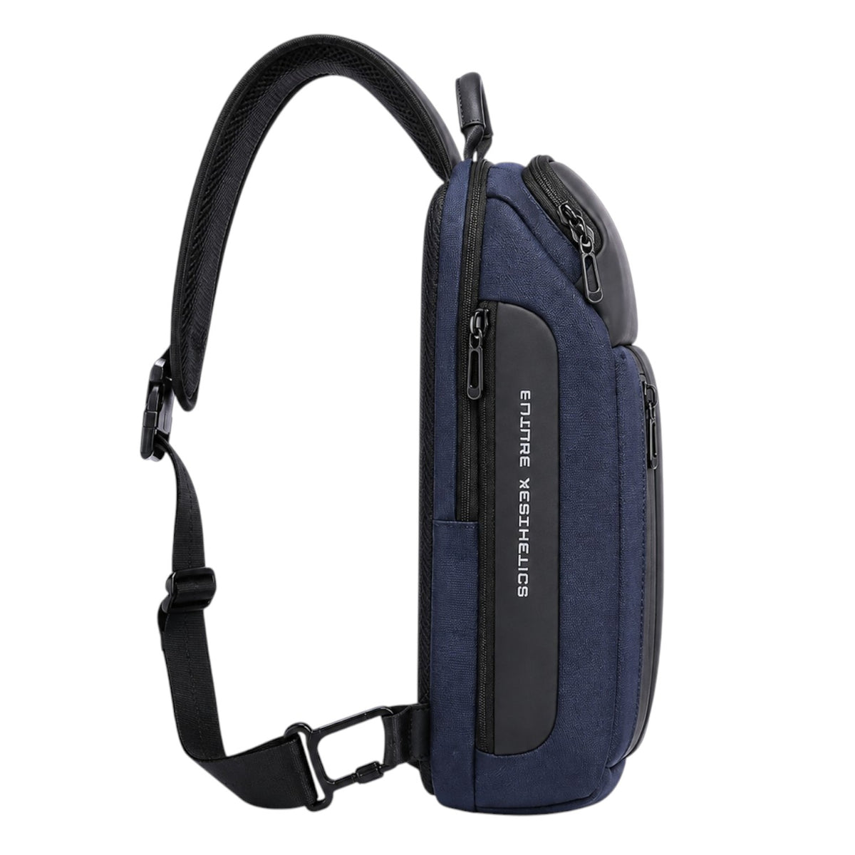 Sac de poitrine Univers Sac bleu en tissu Oxford imperméable avec fermeture éclair et bandoulière réglable