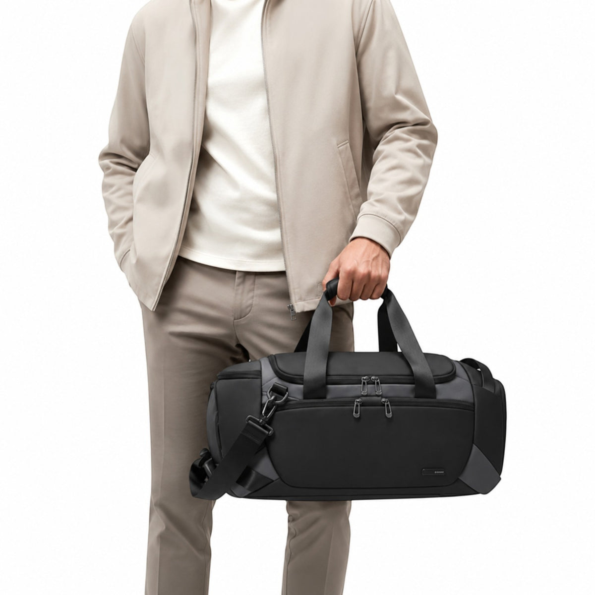 Sac de sport Univers Sac noir en tissu Oxford imperméable avec compartiment pour vêtements humides, porté à la main