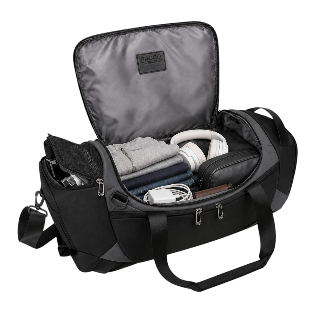 Sac de sport Univers Sac noir en tissu Oxford avec compartiment spacieux pour vêtements, casque et accessoires