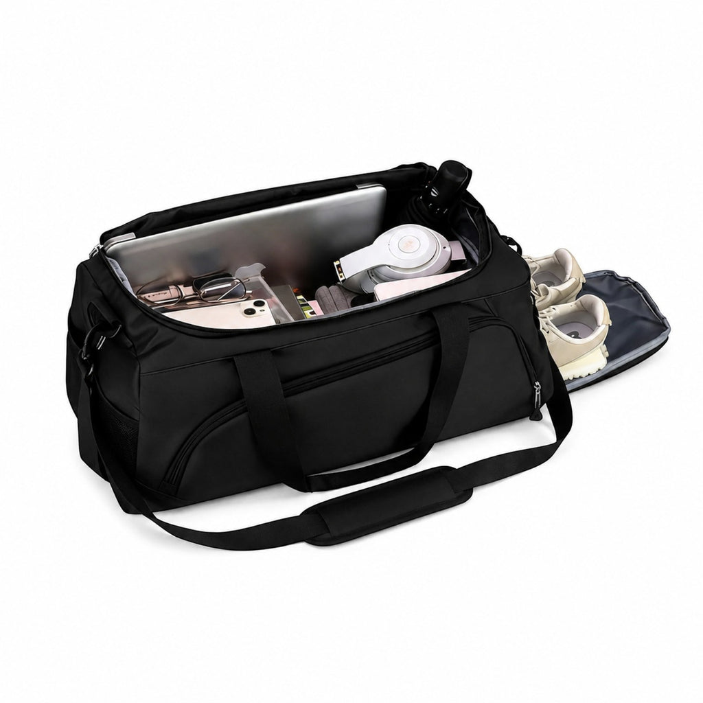 Sac de sport Univers Sac noir en tissu Oxford avec compartiment pour chaussures et rangement organisé pour voyage