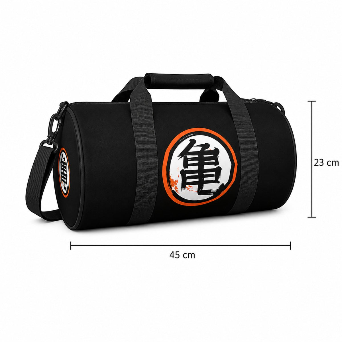 Sac de voyage Univers Sac noir en polyester avec imprimé Kanji DBZ, idéal pour le sport ou les déplacements