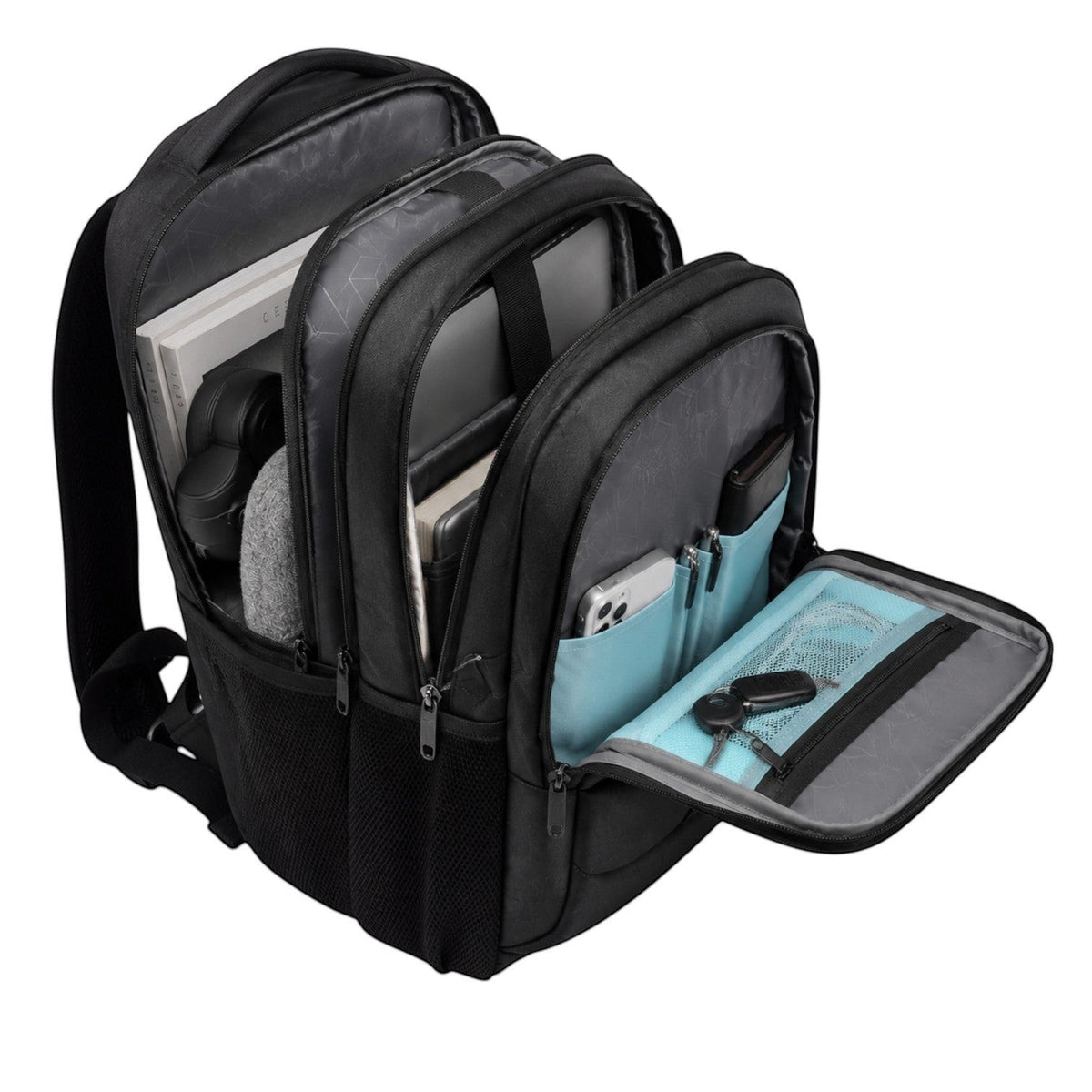 Sacoche Univers noire imperméable pour ordinateur portable 17,3 pouces, avec port USB, idéale pour le travail et les voyages.
